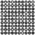 100 autumn holidays icons set black circle Royalty Free Stock Photo