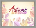 Autumn horizontal banner design, vector yellow and red leaves fl Royalty Free Stock Photo