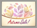 Autumn horizontal banner design, vector yellow and red leaves floral beautiful background, Autumn Sale, advertising poster, Royalty Free Stock Photo