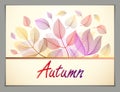 Autumn horizontal banner design, vector yellow and red leaves floral beautiful background, Autumn Sale, advertising poster, Royalty Free Stock Photo