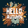 Autumn horizontal banner with sezonal elements. Autumn background Royalty Free Stock Photo