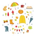 Autumn icon and objects set for design.