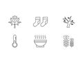 Autumn Icon set of Leaf, Socks, Trees, Low Temperatures, Hot soup and Weat Royalty Free Stock Photo