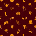 Autumn icons orange seamless pattern
