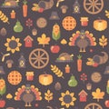 Autumn icons seamless pattern. Thanksgiving background