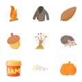 Autumn icons set, cartoon style Royalty Free Stock Photo