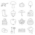 Autumn icons set, outline ctyle Royalty Free Stock Photo