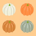 Autumn illustration with four pumpkins