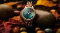 Autumn-inspired Labradorite Gemstone Watch With Vibrant Exaggeration