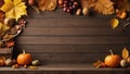 Autumn-Inspired Mockup with Wooden Background and Copy Space. AI Generated
