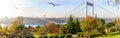 Autumn Istanbul, panorama of the Otagtepe park and the Second Bosphorus Bridge Royalty Free Stock Photo