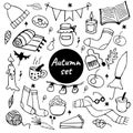 Autumn items. Autumn set. Vector doodle illustration. Royalty Free Stock Photo