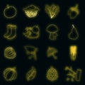 Autumn items icons set vector neon