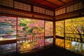 Autumn Japanese garden of Rurikoin temple Ruriko-in. Royalty Free Stock Photo