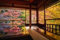Autumn Japanese garden of Rurikoin temple Ruriko-in. Royalty Free Stock Photo