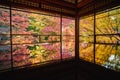 Autumn Japanese garden of Rurikoin temple Ruriko-in. Royalty Free Stock Photo