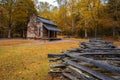 Autumn at the John Oliver Cabin Royalty Free Stock Photo