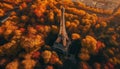 Autumn journey through illuminated urban skyline beauty generated by AI