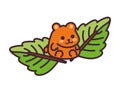 autumn kawaii hamster with leaves