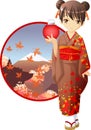 Autumn kimono girl