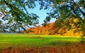 Autumn in La Mandria Park, Venaria Reale town, Italy. Nature, environment and tourism Royalty Free Stock Photo