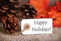 Autumn Label with Happy Holidays Royalty Free Stock Photo