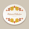 Autumn label with yellow leaves