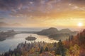 Autumn Lake Bled. Royalty Free Stock Photo