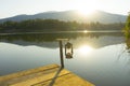 Empty wooden jetty at sunset Royalty Free Stock Photo