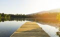 Empty wooden jetty at sunset Royalty Free Stock Photo