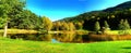 Autumn lake panorama Royalty Free Stock Photo