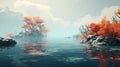 Ethereal Landscape: Beautiful Atoll In Autumn With Serene Visuals