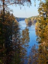 Autumn lake scenery with fall colors in nature park in Finland