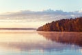 Autumn lake in sunrise Royalty Free Stock Photo