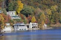Autumn lakefront homes Royalty Free Stock Photo
