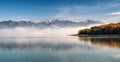 Autumn lakescape. Water reservoir Liptovska Mara and Western Tatras mountains at background Royalty Free Stock Photo