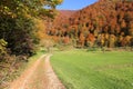 Rut road in autumn mountains Royalty Free Stock Photo