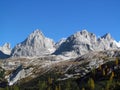 Autumn landscape in the Alps mountains, Marmarole, rocky peaks Royalty Free Stock Photo