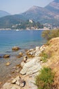 Autumn landscape. Bay of Kotor Adriatic Sea on a foggy day. Montenegro