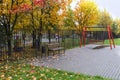 Autumn landscape bench and swing leaves