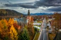 The autumn landscape of Bialka Tatrzanska village with a view of the Tatra Mountains. Poland Royalty Free Stock Photo