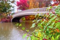 Autumn landscape with Bow bridge in Central Park. New York City. USA Royalty Free Stock Photo