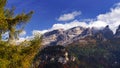 Autumn landscape of Brenta Dolomites in sunset light. Royalty Free Stock Photo