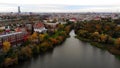 Autumn landscape with canal at Wroclaw City in Poland