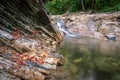 Autumn landscape. Cascades of small waterfalls of the mountain river. Jane River. Krasnodar Territory. Royalty Free Stock Photo