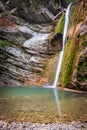 Autumn landscape. Cascades of small waterfalls of the mountain river. Jane River. Krasnodar Territory. Royalty Free Stock Photo