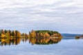 Autumn landscape with colorful forest, lake and reflection Royalty Free Stock Photo