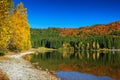 Autumn landscape with colorful forest,St Ana Lake,Transylvania,Romania Royalty Free Stock Photo