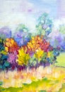 Autumn landscape. Colorful original oil painting impressionism