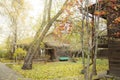 Autumn landscape in the courtyard of an old 19th century manor